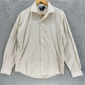 Polo‎ Ralph Lauren Regent Custom Fit Button Up Shirt Striped Yellow 16.5 36/37
